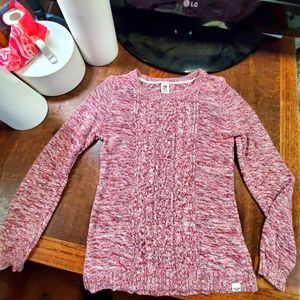 Roxy red knit crewneck pullover sweater, 100% cotton
